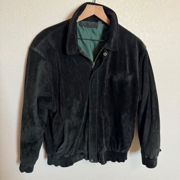 Galleria Other - Vintage 90s Suede Bomber Jacket Galleria Benson and Hedges Size Medium Black